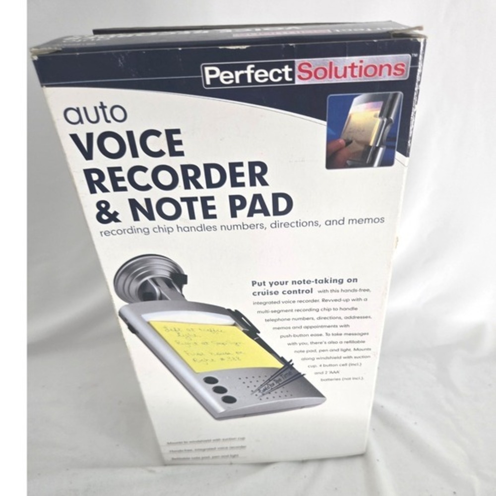 Auto Voice Recorder and Note Pad Car Windshield Mount Silver